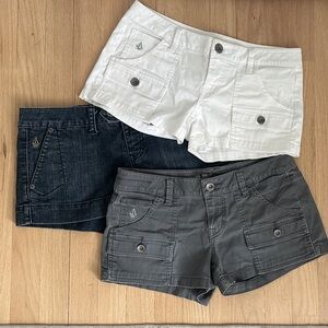 Volcom Women's Jean Shorts - White, Dark Blue, Gray